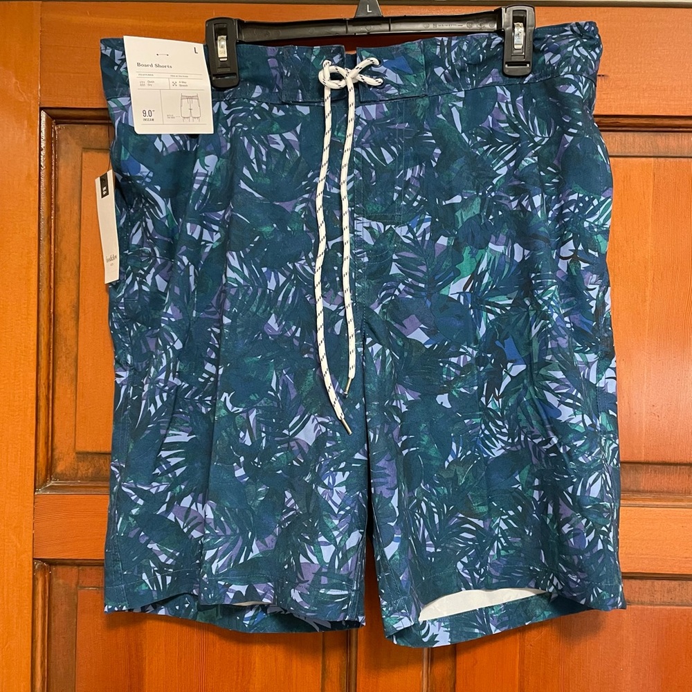 NWT Goodfellow & Co Blue and Green Board Shorts Quick-Dry Swimwear